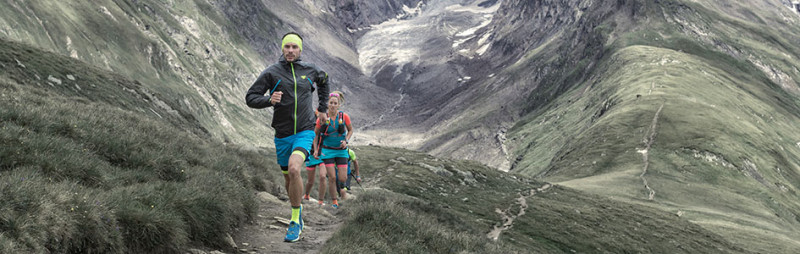Dynafit ultra trail running athletes running in Obergurgl in the Austrian Alps